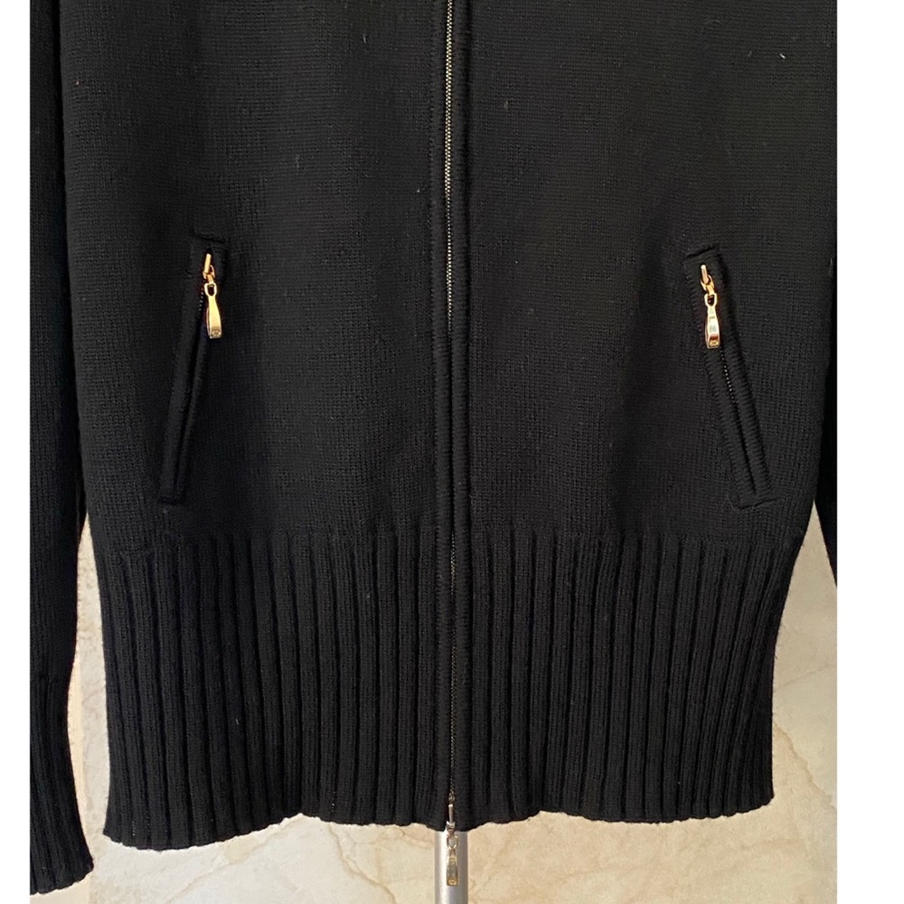 ESCADA Wool Zip Up Cardigan with Braided Cable M - Picture 6 of 11